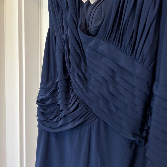 PATRA Navy Jersey Sleeveless Tiered Beaded Formal Evening Gown, Size 24W - Picture 6 of 12